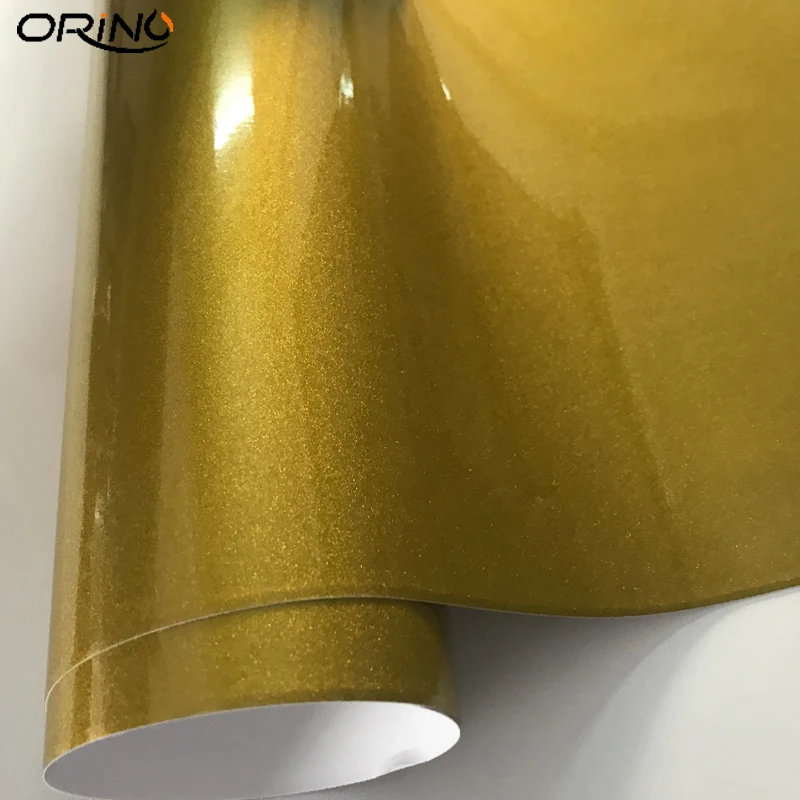 

50cmx500cm Gloss Glitter Diamond Gold Car Wrap Color Change Film Glossy Candy Glitter Vinyl Sticker With Air Free Bubbles