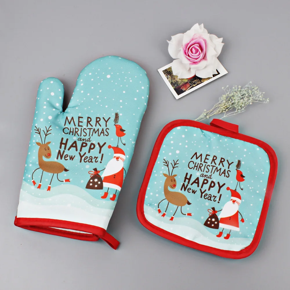 2 шт выпечки анти-крутые перчатки кухонные аксессуары рождественские украшения для дома украшения счастливого Нового года вечерние принадлежности - Цвет: reindeer elk
