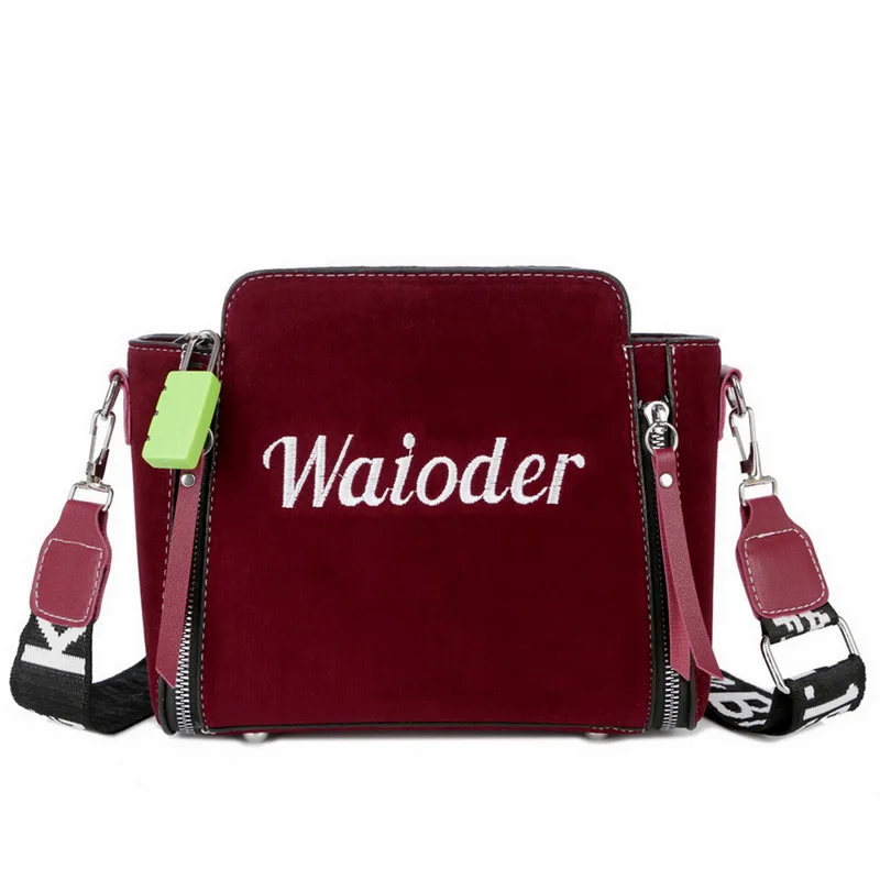 Suede material red Aisputent PU сумки через плечо популярные женские сумки для леди дизайн изысканный через плечо Праздничная женская сумка на плечо с надписью - Цвет: Suede material red