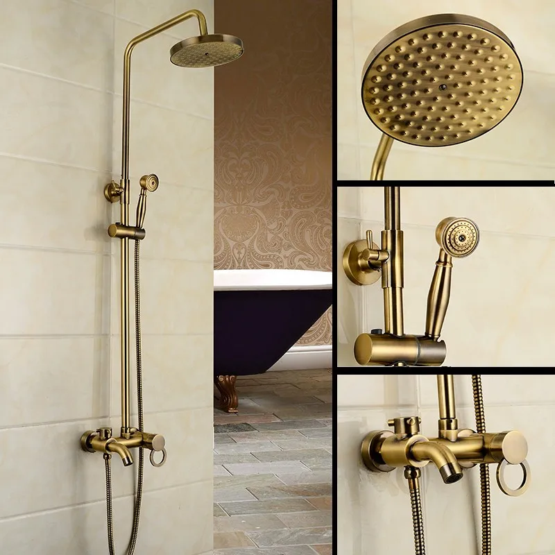 shower faucet Dofaso, европейский стиль, старый стиль, холодный медный душ, большой душевой набор, бронзовый, Третий механизм, маленький яблочный душ - Цвет: shower faucet