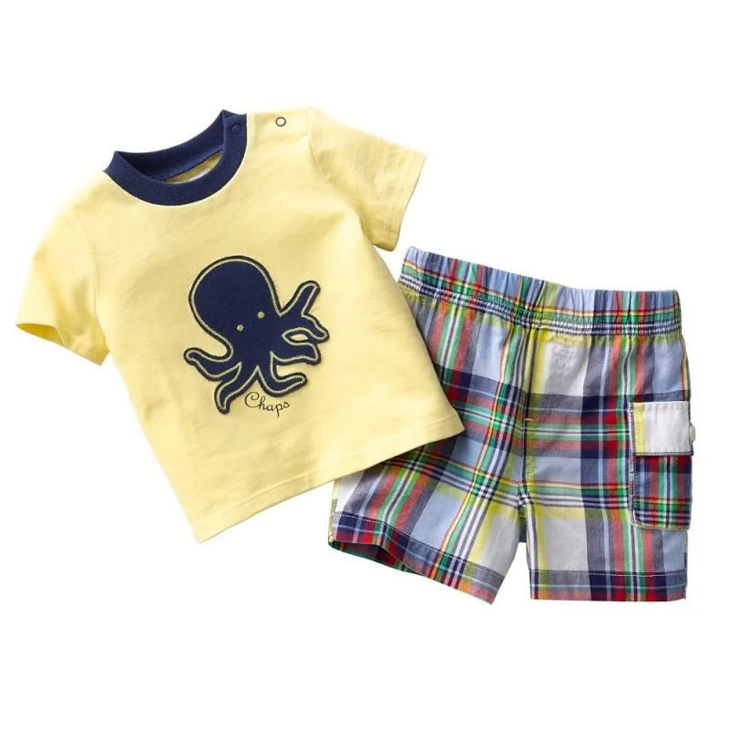 

Kids Tank Top with Pants Fully Cotton and Soft T Shirt Set with Cartoon Printing for Baby Pajamas Short Sleeve Children Clothing