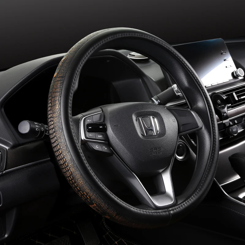 

New 2019 Crocodile Grain Leather Steering Wheel Covers Alligator Car Steering-Wheel Cover Cases Accessories For Men Honda BMW