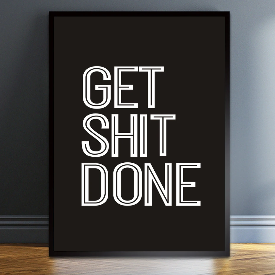 Картина на холсте с надписью "Get Shit Done", скандинавский плакат для ванной комнаты, настенные картины для гостиной, туалета, без рамы