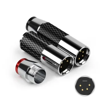 

4 Pins XLR Plug Carbon Fiber Cannon Audio Jack Microphone Mixer Amplifier Balance Speaker Connector Socket MIC XLR Adapter
