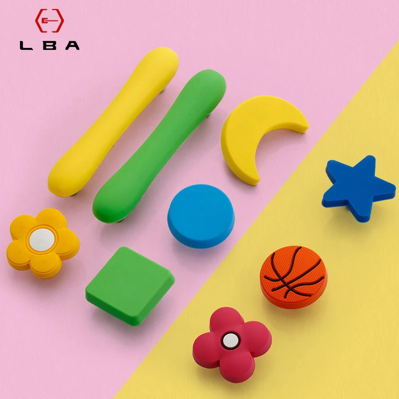 

Cartoon Drawer Slide Child Cabinet Door Handle Personality New Children's Bedroom Furniture Hardware Rubber Door Handle Knobs