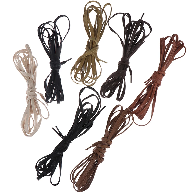 1Pair Waxed Flat Shoelaces Leather Waterproof Casual Shoes Laces Unisex Boots Shoelace Length 140 160 180CM