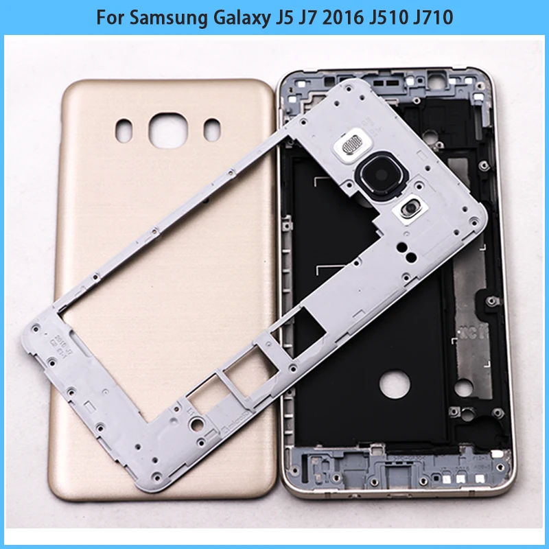 Для Samsung Galaxy J5 J7 2016 J510 J710 Передняя средняя рамка задняя крышка батарейного отсека
