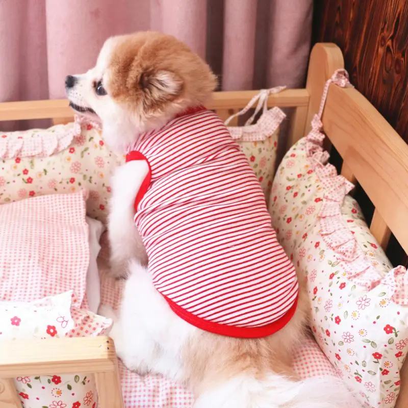 Et Puppy летняя рубашка Полосатый котенок кошка жилет футболка хлопок летняя одежда для домашних животных дышащие повседневные жилеты для маленьких домашних животных