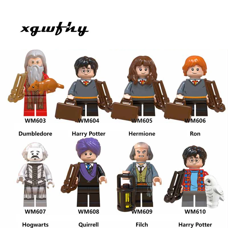 

Single sales Harry Action Figure Hermione Ron Dumbledore Hogwarts Quirrell Filch Building Blocks Toys for Children gifts JM59