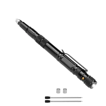 

Aircraft Aluminum Pen LED Flashlight with Ballpoint Pen, Window Glass Breaker, Multi Tool Pen for Travel,Survival Gadget