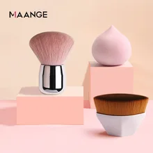 

Large Soft Blusher Brush Pink Hair Mushroom Powder Makeup Brush Portable Short Handle Make Up Tool With Cosmetic Puff