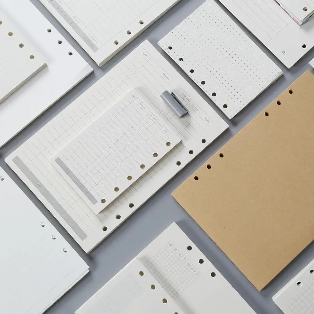 MINKYS Business 45 Sheet A5 A6 A7 Loose-leaf Paper Refill Spiral Binder Inside Page Daily Weekly Monthly To Do Agenda Stationery notebook refill paper refill binder