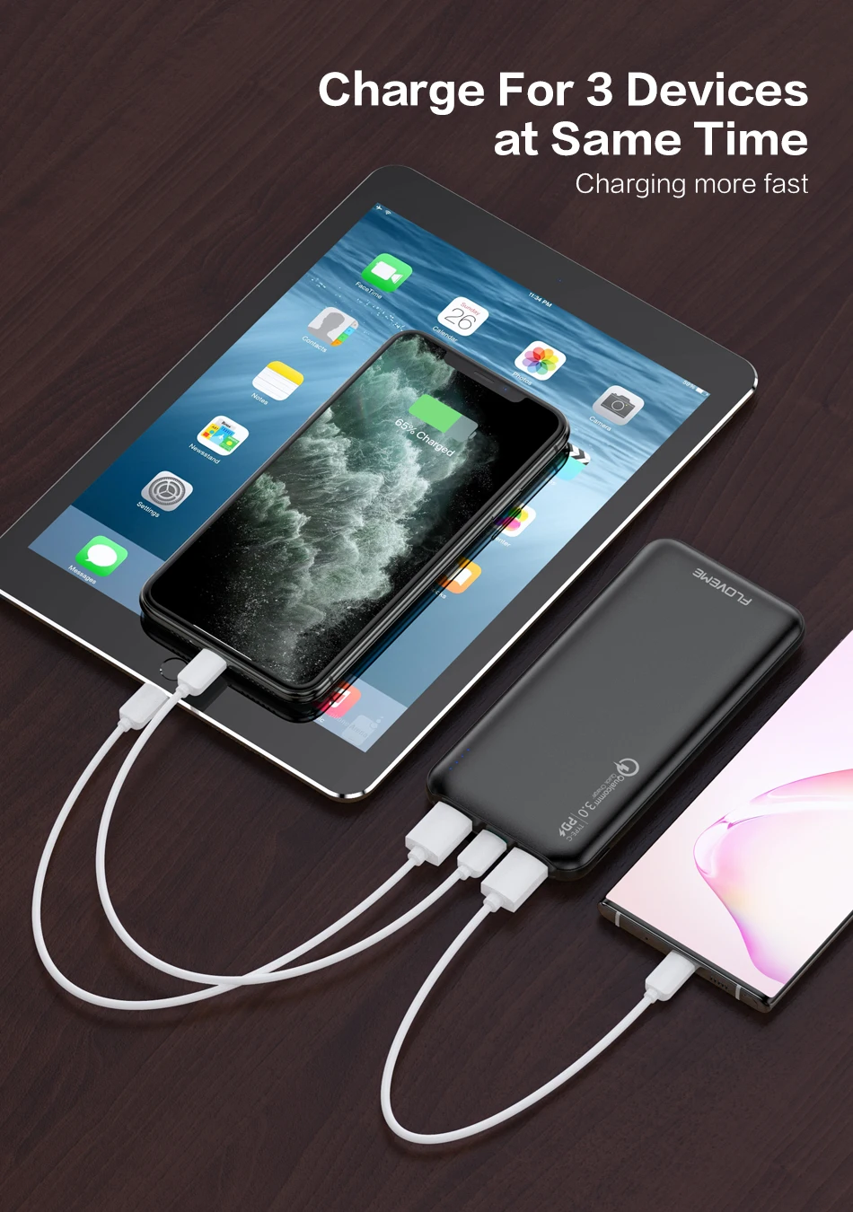 FLOVEME power Bank 10000 мАч Быстрая зарядка QC3.0 для iphone 11 Xiaomi Poverbank Внешняя батарея портативная Быстрая зарядка power bank