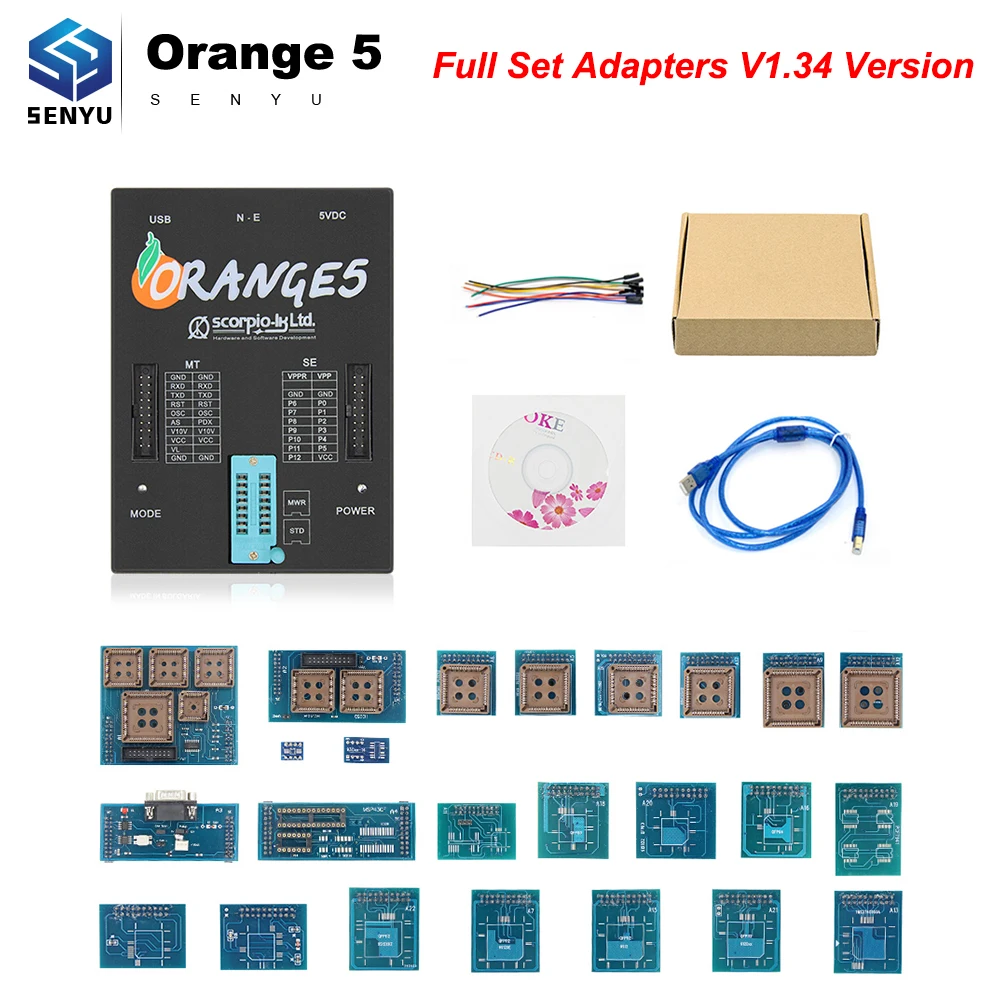 Полный набор адаптеров версия OEM Orange5 V1.34 ECU программист инструмент оранжевый 5 ECU чип тюнинг OBD OBD2 автомобильный диагностический сканер инструмент