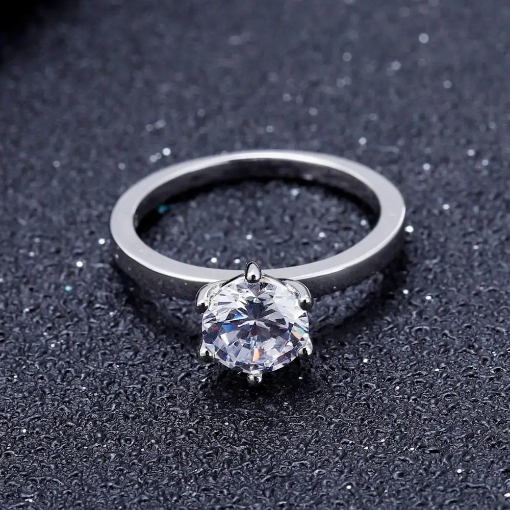GEM'S балетные 925 пробы серебро 6 зубец Муассанит укладки пасьянс кольца набор для женщин Свадебные украшения(1.2Ct 7 мм EF цвет