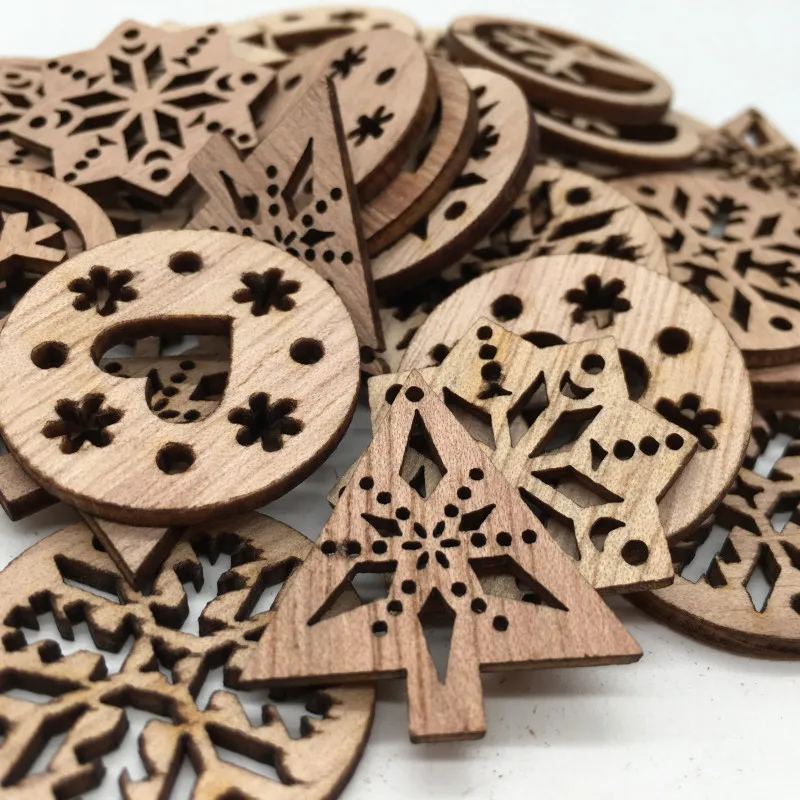 20pcs Unfinished Round Wood Slices Hollow Cutting Wood Embellishment