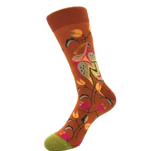 Забавные носки унисекс для мужчин и женщин; повседневные удобные мягкие носки из хлопка; носки средней длины в полоску с принтом животных; Calcetines Divertidos