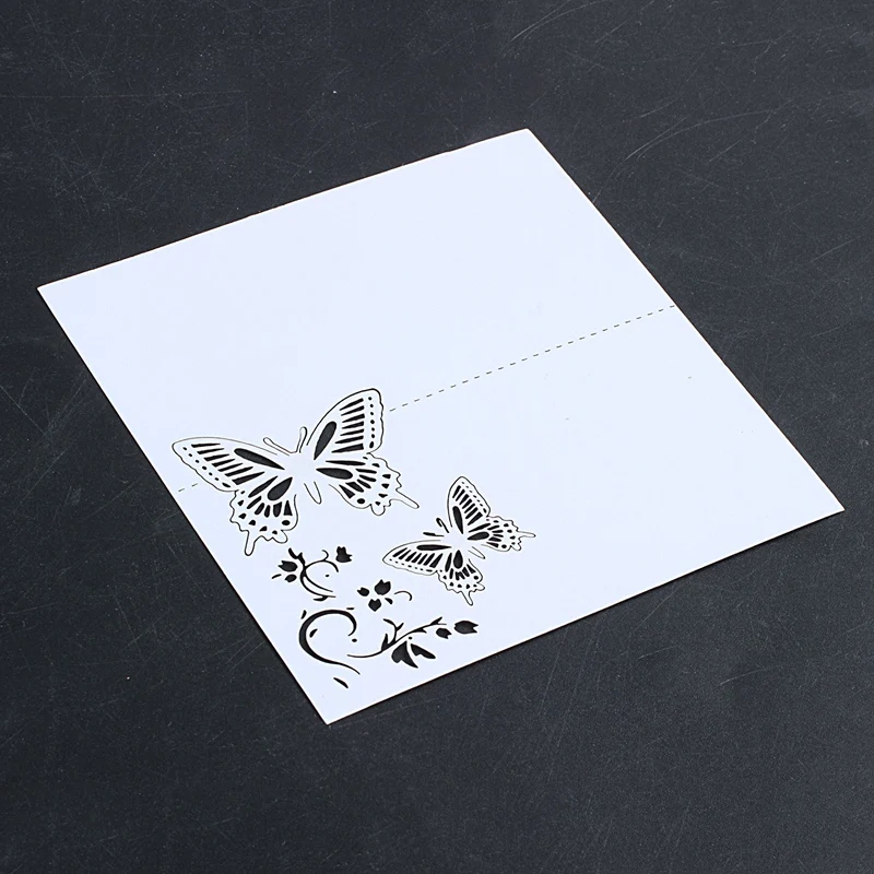 60x Butterfly Flower Place Table Numbers Guest Seating Name Cards for Wedding Party Decoration(White