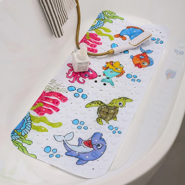 Grand tapis de bain en PVC de dessin animé mignon, antidérapant, pour douche, baignoire, avec ventouse, coussin de Massage doux, pour enfants et personnes âgées 4