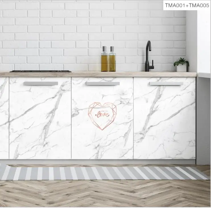 Nordic Wardrobe Furniture Refurbishment Marble Sticker Ins Refrigerator Sticker Wallpaper