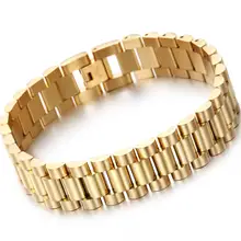 15 мм металлический браслет из нержавеющей стали, ремешок для мужчин, Роскошные браслеты золотого цвета, жесткий браслет, мужские ювелирные изделия