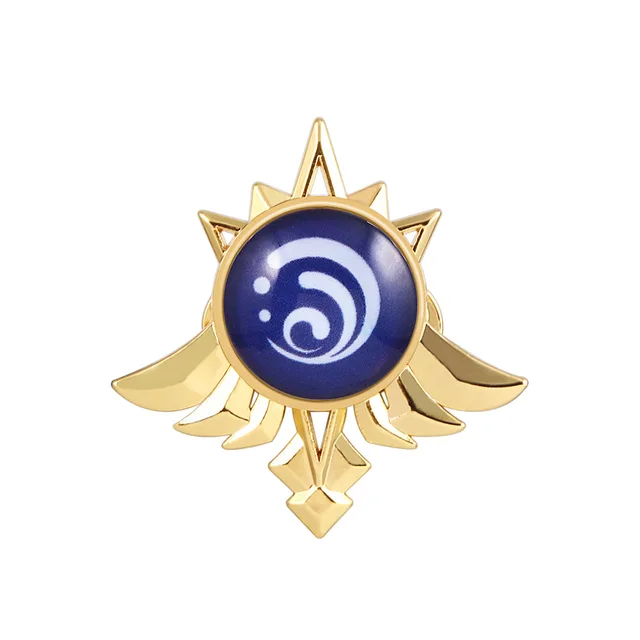 Game Genshin Impact Eyes Of God Mondstadt Pins Brooches Luminous 7 Element Kawaii Cosplay Badges 007