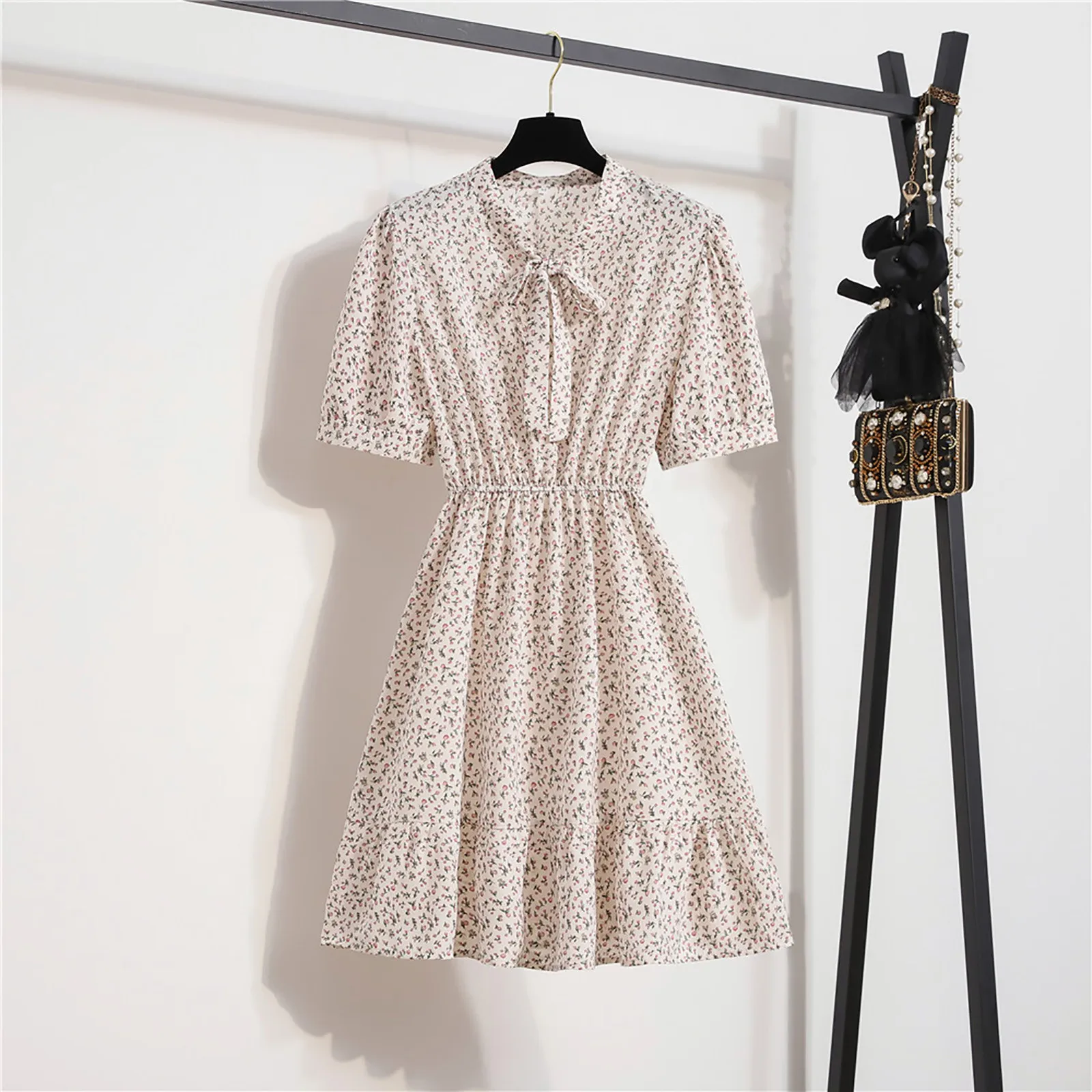 Women Floral Dress Casual V-neck Short Sleeve Summer Print Knee-length Dress For Beach Outfits For Women Vestido Verano Mujer 1
