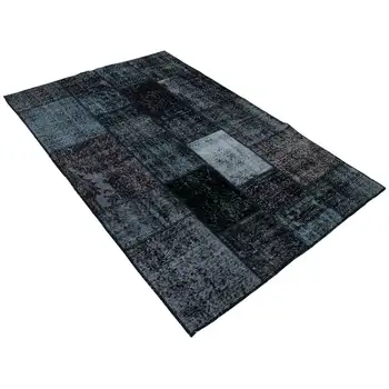 

134x202 Cm Black Handmade Patchwork Rug-4x7 Ft