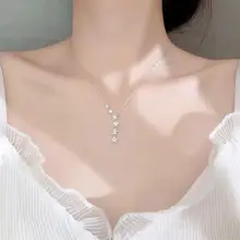 Сверкающий Циркон шесть Стас кулон ожерелья для женщин тренд короткая цепочка на ключицы 925 пробы серебро свадебные украшения SAN199