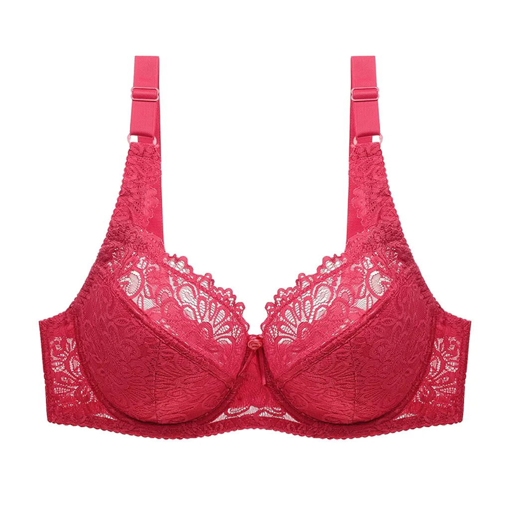 Red PairFairy, женская большая чашка, 44D, бюстгальтер без подкладки, полная чашка, кружевные бюстгальтеры размера плюс, 80-100, Цветочный, Soutien Gorge, бюстгальтер на косточках# A - Цвет: Red