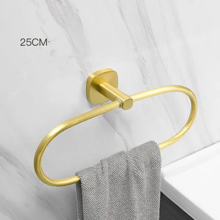 Towel ring Набор аксессуаров для ванной комнаты, алюминиевый матовый золотой держатель для полотенец, держатель для туалетной щетки, угловая полка, держатель для бумаги, аксессуары для ванной - Цвет: Towel ring