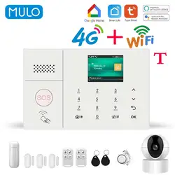 MULO Wifi GSM Alarm System for Home Wireless Security Burglar System Kit 2G 4G Smart Life Tuya app Control work with Alexa