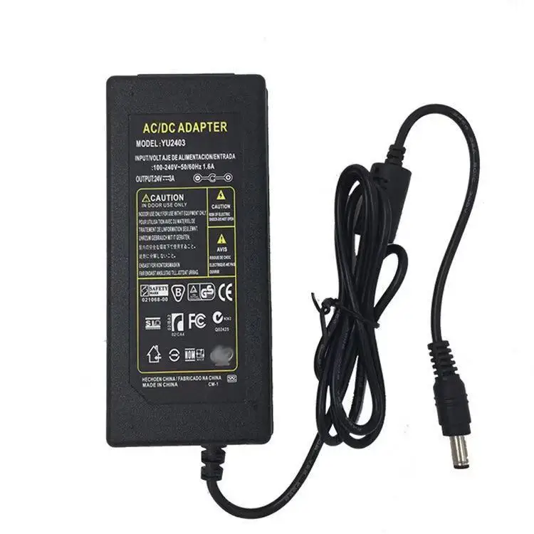 24V3A AC 100-240V DC 24 V 3A импульсный источник питания 24 вольт универсальный адаптер питания, трансформатор светодиодный привод AC/DC зарядное устройство 5,5-2,5 мм