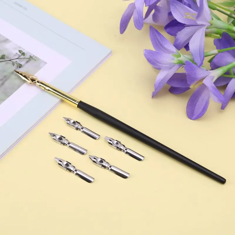 Calligraphy Drawing Dip Ink Nib Pen Set Signature Writing Antique Elegant Gifts 