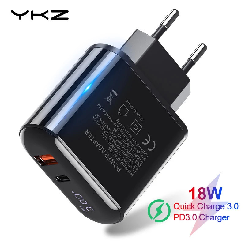 YKZ 18 Вт Быстрая зарядка 3,0 USB зарядное устройство usb type C зарядное устройство для iPhone XS QC3.0 PD3.0 Быстрая зарядка мобильного телефона зарядное устройство для huawei