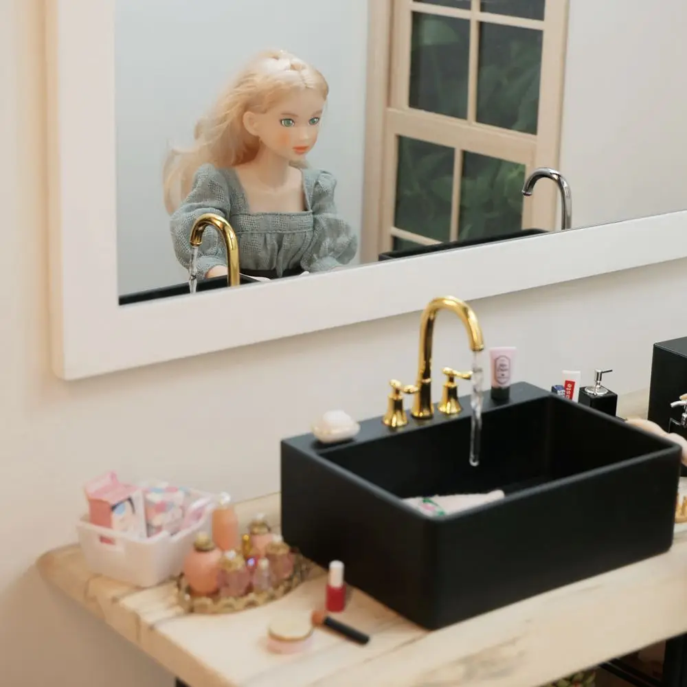 NEW 1/6 Scale Miniature Kitchen Sink Lavatory Wash Basin Faucet for Blyth Barbies Dollhouse Furniture Toys Accessories 2