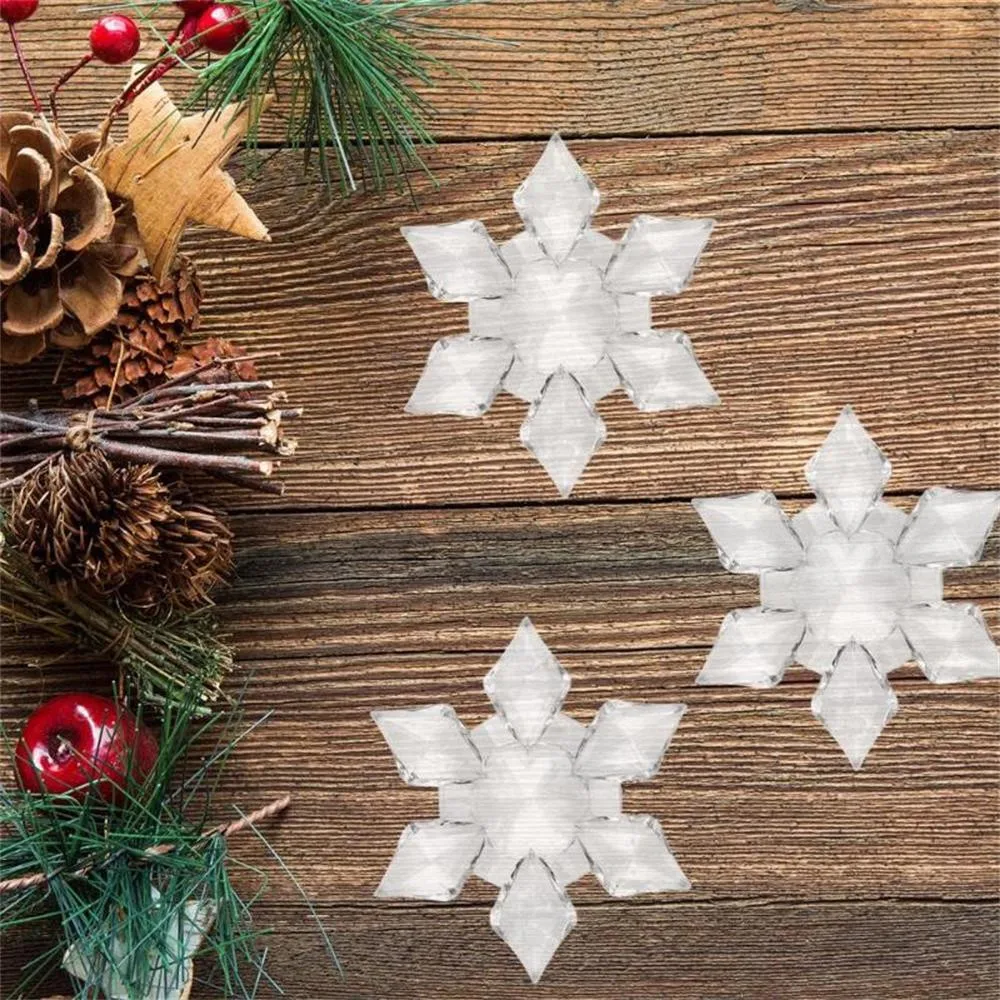 Christmas Decorations 12pcs Clear Crystal Snowflake Xmas Tree Ornaments