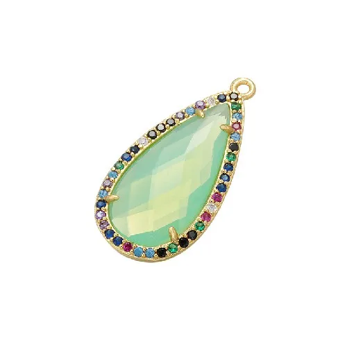 ZHUKOU 14x28 мм Высокое качество ожерелье с каплевидными кристаллами кулон для женщин ожерелье серьги ювелирные изделия изготовление аксессуаров Модель: VD523 - Окраска металла: light green 1