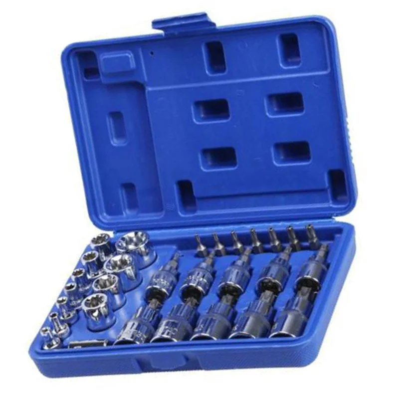 29 шт. Torx звезда Набор торцевых головок мужской женский Torxs Набор бит Кабели Адаптеры Розетки давление партия рукав