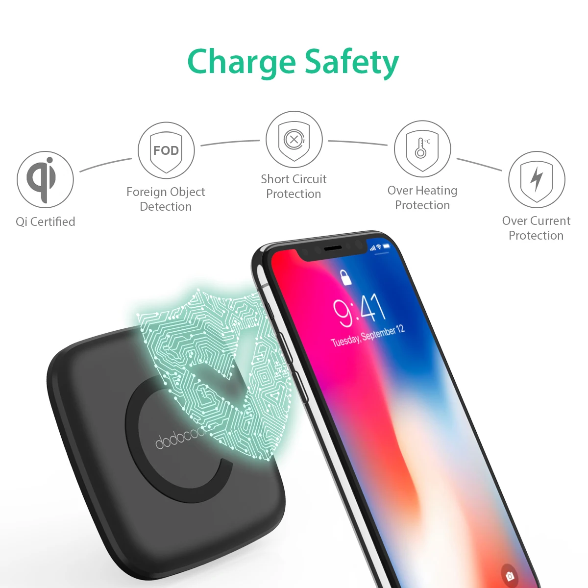 Dodocool Беспроводное зарядное устройство для samsung S9 S10 iPhone X XS MAX XR 8 Plus для Xiaomi 9 huawei P30 pro 10W Беспроводная зарядка