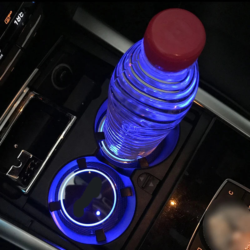 2 шт. Автомобильный логотип светодиодный красочный Коврик для чашки для воды фары для Chevrolet Ford для Jeep LEXUS логотип Decora лампа аксессуары