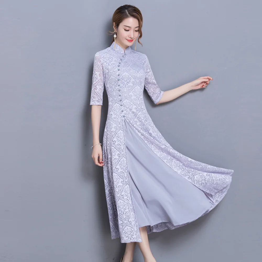 rendas qipao vestido chinês longo qi pao