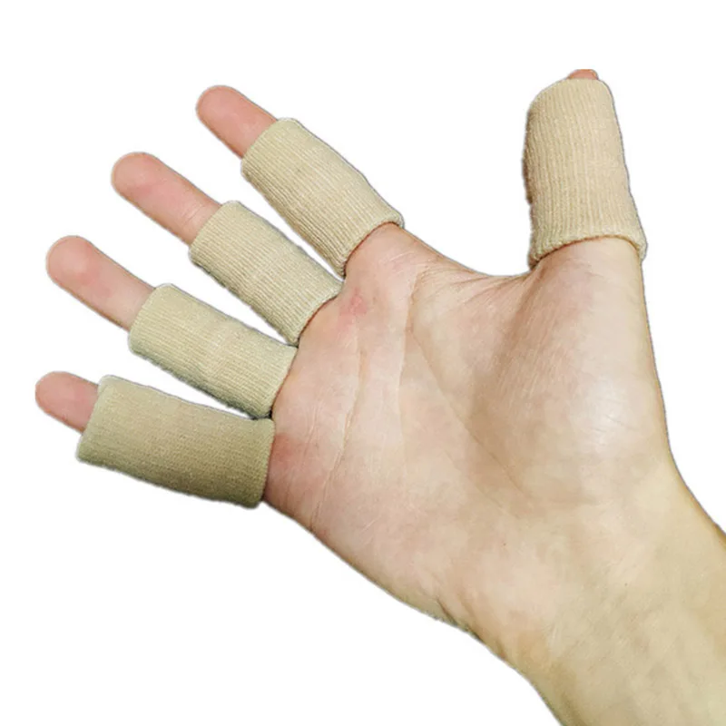 Hot Selling 5pcs Finger Knuckles Protectors Finger Protection Sheath Sleeve Brace for Basketball Sports - Цвет: Apricot
