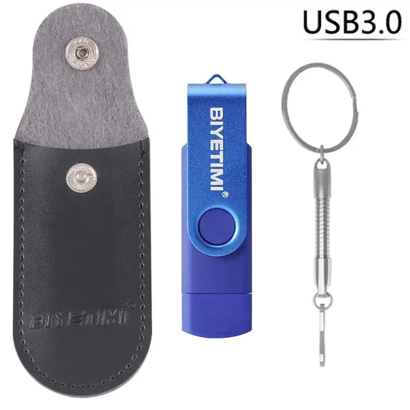Biyetimi usb type-c 3,0 флеш-накопитель для телефона и компьютера 32 Гб 64 Гб 128 ГБ 256 ГБ реальная емкость флеш-накопитель Флешка usb - Цвет: Синий