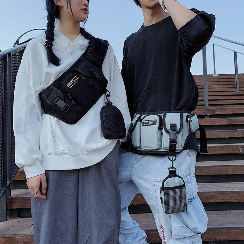 

New Style INS Super Fire Disco Dancing Bag Women's Shoulder Popular Brand Hip Hop Tactical Waist Pack Function Dark of Chest Pac