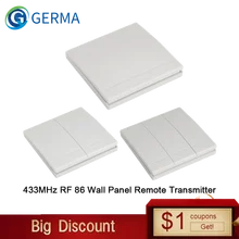 GERMA 86 настенная панель, беспроводной пульт дистанционного управления, 1, 2, 3 кнопки, RF переключатель, светильник, лампа для дома, гостиной, спальни, коридора