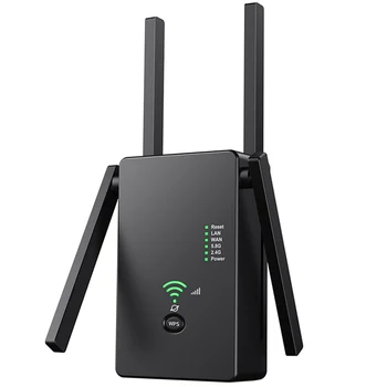 

1200Mbps Wifi Repeater Dual Band Wireless 2.4G/5G Wifi Extender AP Router Signal Amplifier with 4Pcs Antennas EU Plug