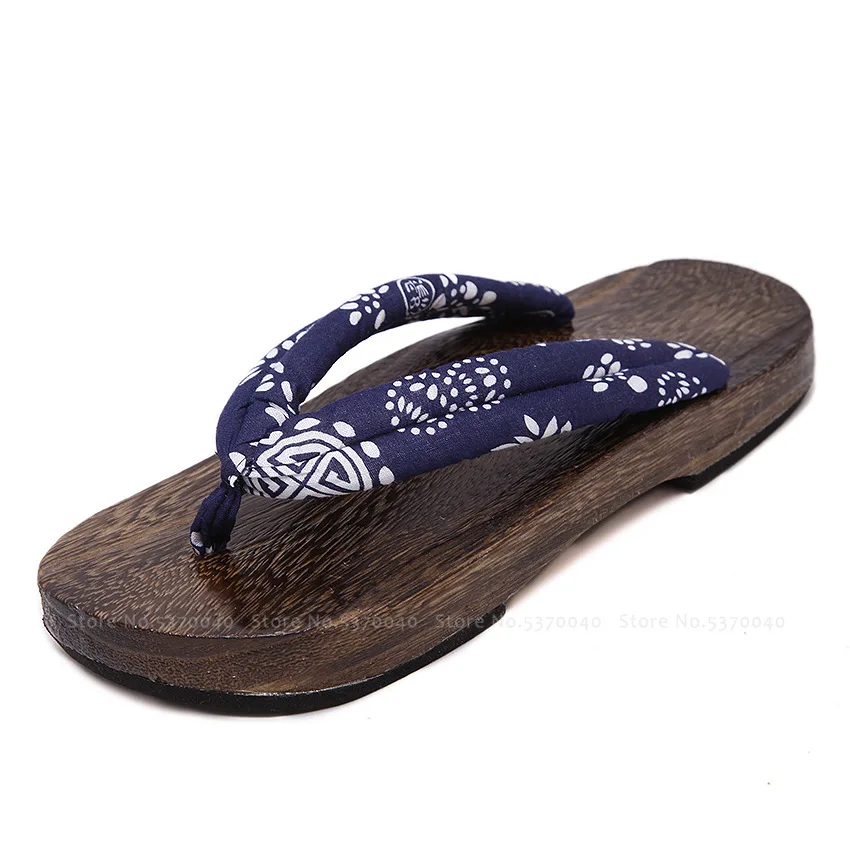 Японские традиционные Сабо Geta мужские деревянные уличные тапочки пляжные вьетнамки кимоно самурая Аниме Косплей обувь на плоской подошве - Цвет: Color2
