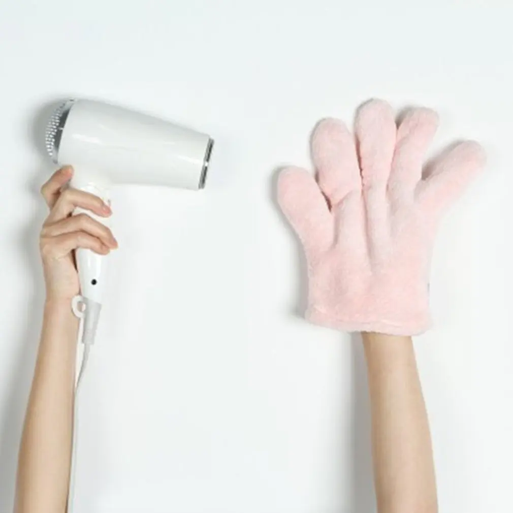 Quick Dry Hair Gloves Quick drying Coral Velvet Five Fingers Quick drying Absorbent Gloves 5