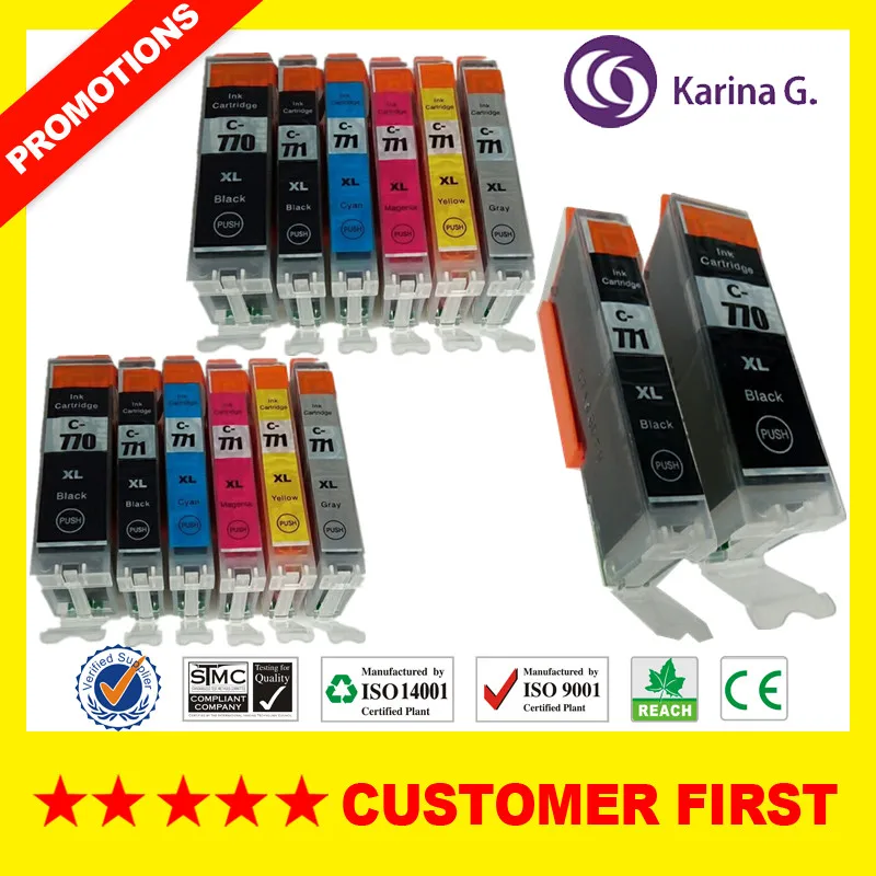 Совместим с Canon PGI770 CLI771 PGI-770 CLI-771 чернильный картридж для принтера Canon PIXMA MG7770 и т. Д - Цвет: See figure